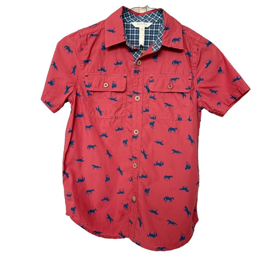 Matilda Jane x Joanna Gaines Boys Size 8 Red Horse Button-Up Shirt Short Sleeve - Picture 2 of 10